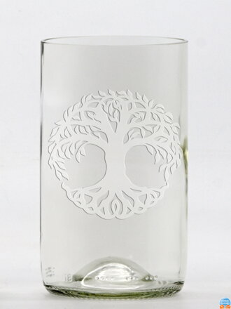 2ks Eko sklenice (z lahve od vína) střední čirá (13 cm, š 7,5 cm) Strom života