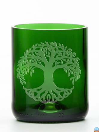 2ks Eko sklenice (z lahve od šampusu) střední zelená (7 cm, 6,5 cm) Strom života