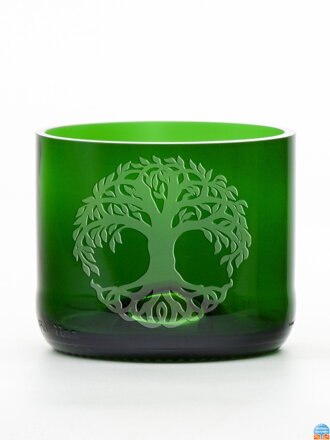 2ks Eko sklenice (z lahve od šampusu) malá zelená (7 cm, 7,5 cm) Strom života