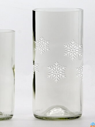 2ks Eko sklenice (z lahve od vína) čirá (16 cm, 7,5 cm) Vločka