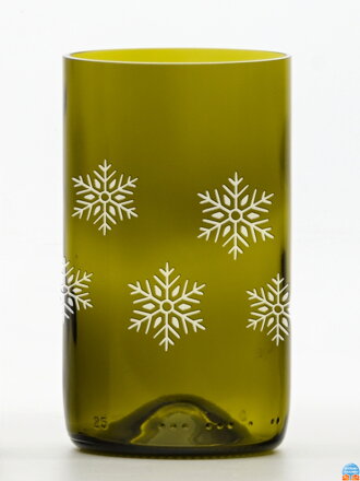 2ks Eko sklenice (z lahve od vína) olivová ( 13 cm, 7,5 cm) Vločka