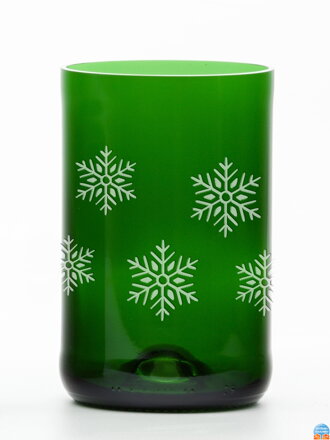 2ks Eko sklenice (z lahve od šampusu) zelená ( 13 cm, 7,5 cm) Vločka