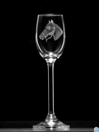 2x Liquer glas Lara 40 ml - Pferd Motiv - Hand graviertes Glas