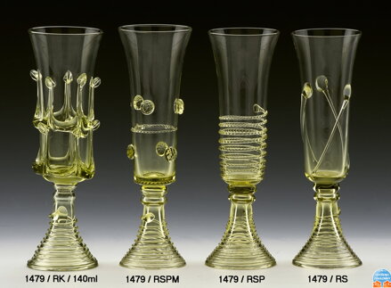 Historické sklo 2x- sklenice šampus 1479/140ml