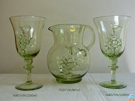 Džbán s 6x sklenicema z historického skla - 1x 1129/VN/800 ml a 6x 1480/VN/200 ml