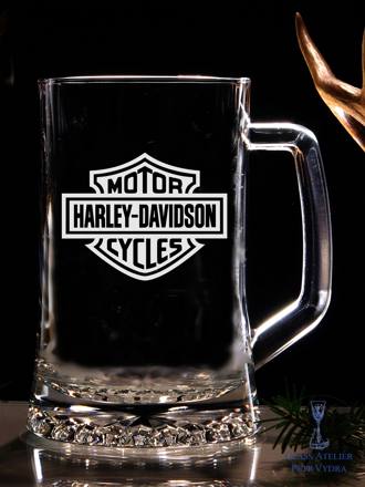 Biergläser 0,5 litre - Motive Harley Davidson - graviertes Glas