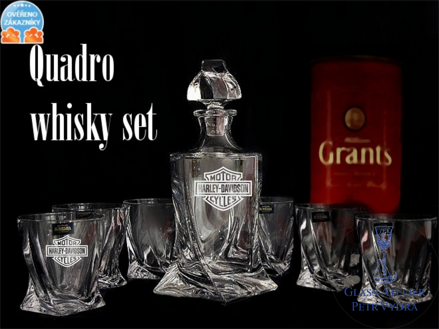 Quadro whisky set- 7 kusů s pískovaným motivem Harley Davidson