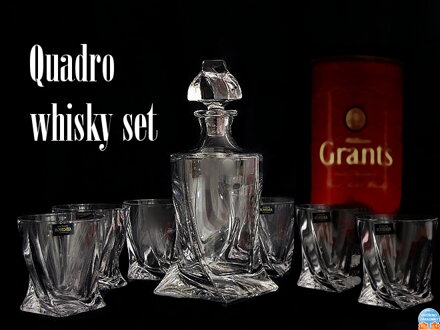 Quadro whisky set- 7 kusů whisky sklenice a whisky karafa  v dárkové krabici ( monogram nebo logo firmy na karafu zdarma)