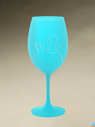 1x sklenice Lara s barevným nástřikem a pískovaným motivem -  modrá
