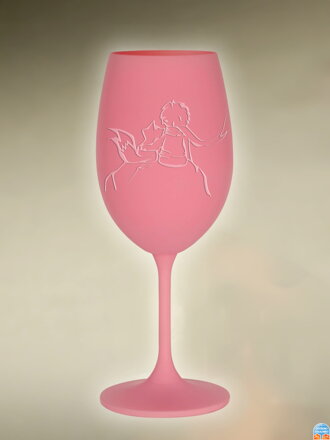 1x sklenice Lara s barevným nástřikem a pískovaným motivem - růžová