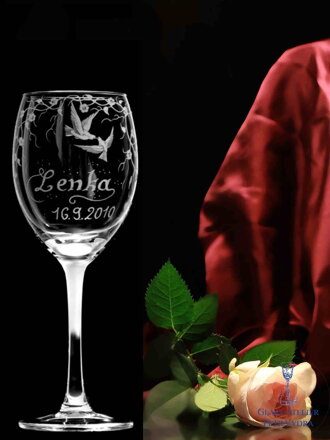 1 x Hochzeit Glas für Wine THUN mit Tauben Motiv