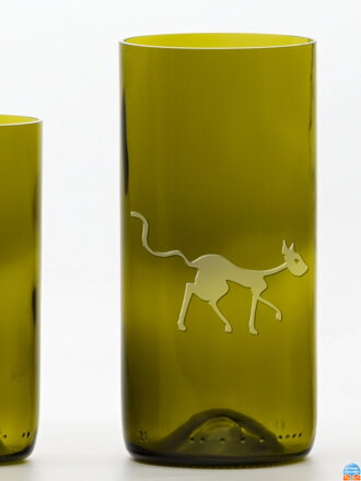 2ks Eko sklenice (z lahve od vína) velká olivová (16 cm, 7,5 cm) Tim Burton