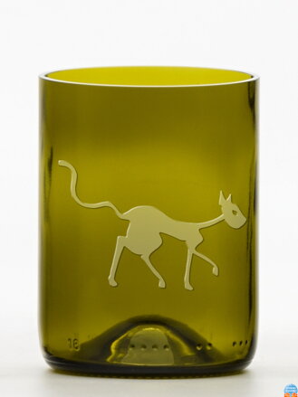 2ks Eko sklenice (z lahve od vína) malá olivová (10 cm, 7,5 cm) Tim Burton
