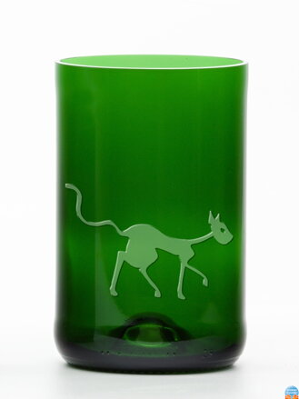 2ks Eko sklenice (z lahve od šampusu) velká zelená  (13 cm, 6,5 cm) Tim Burton