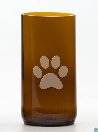 2ks Eko sklenice (z lahve od piva) velká hnědá (13 cm, 6,5 cm) Tlapka