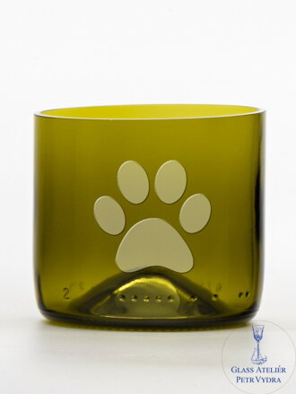 2 St. Öko-Gläser (aus einer Weinflasche) Mini Olive (7 cm, 7,5 cm) Paw