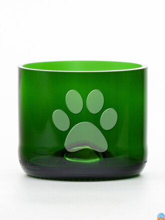 2 St. Öko-Gläser (aus einer Sektflasche) klein grün (7 cm, 7,5 cm) Paw