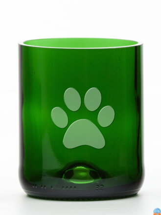 2ks Eko sklenice (z lahve od šampusu) střední zelená (7 cm, 6,5 cm) Tlapka