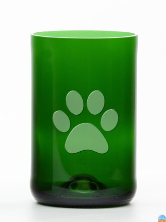 2ks Eko sklenice (z lahve od šampusu) velká zelená  (13 cm, 6,5 cm) Tlapka