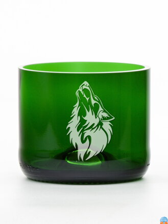 2 St. Öko-Gläser (aus einer Sektflasche) klein grün (7 cm, 7,5 cm) Wolf