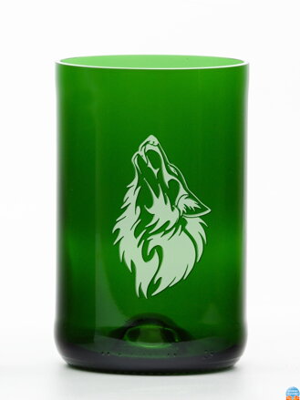 2ks Eko poháre (z fľaše od šampusu) veľká zelená (13 cm, 6,5 cm) Vlk
