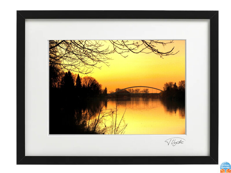 Künstlerisches Foto Landschaft - Brücke über die Elbe (schwarzer Rahmen)