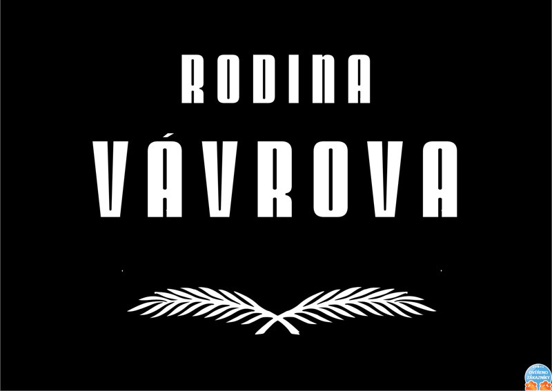 V8. Černá náhrobní skleněná deska s nápisem "RODINA" a pírky - 56 x 80 cm