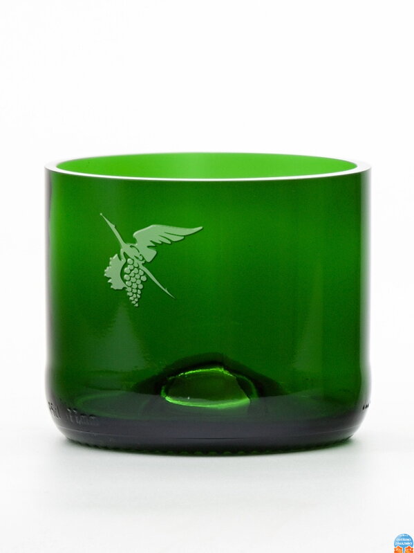 2ks Eko sklenice (z lahve od šampusu) malá zelená (7 cm, 6,5 cm) Moldavský čáp