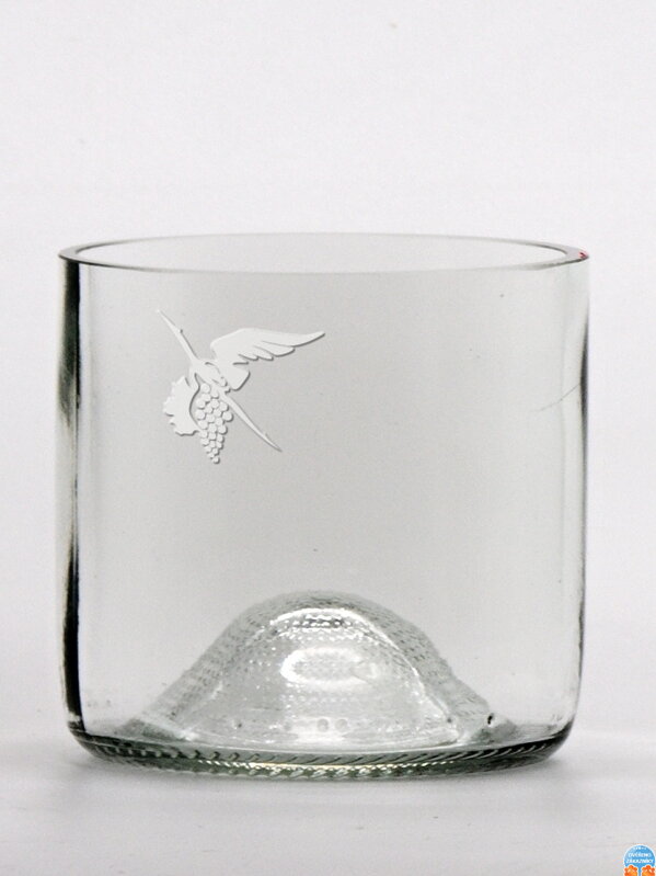 2 St. Öko-Gläser (aus einer Weinflasche) Mini klar (7 cm, 7,5 cm) Moldawischer Storch