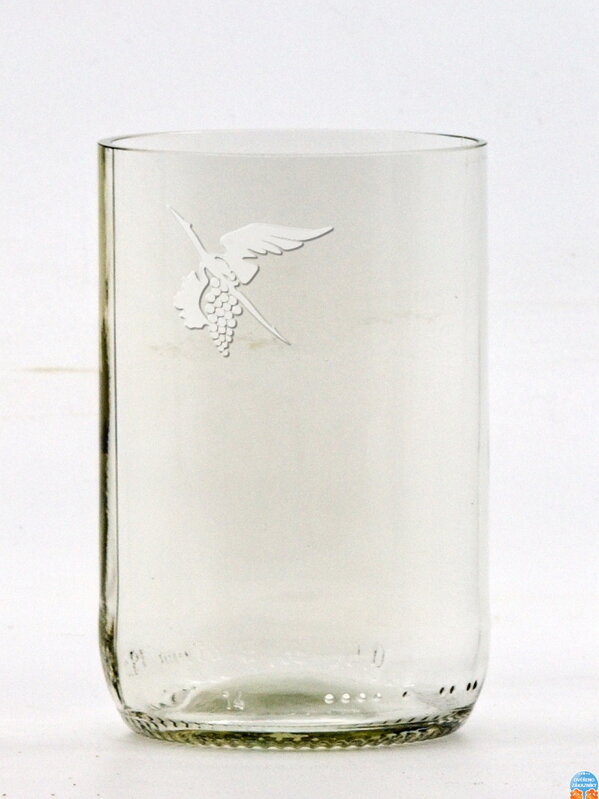 2 St. Öko-Gläser (aus einer Bierflasche) mittel klar (10 cm, 6,5 cm) Moldawischer Storch