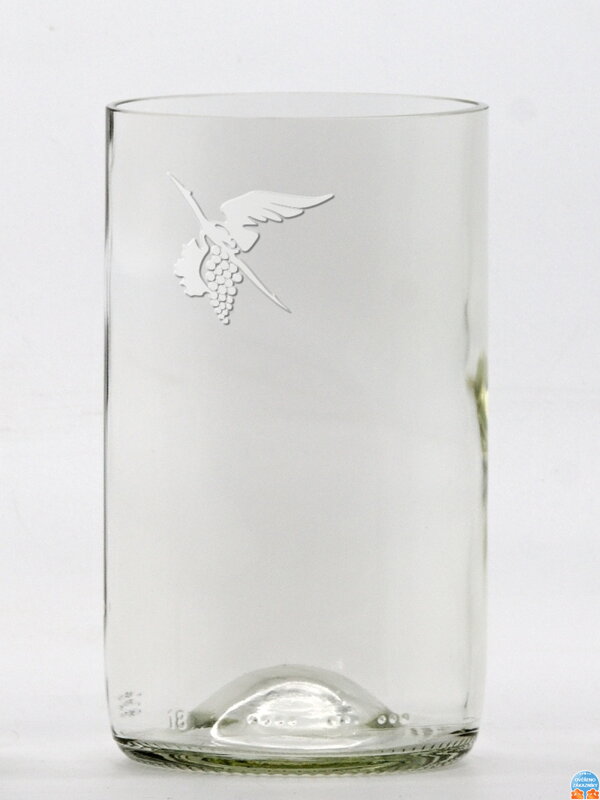 2 St. Öko-Gläser (aus einer Weinflasche) mittel klar (13 cm, B 7,5 cm) Moldawischer Storch