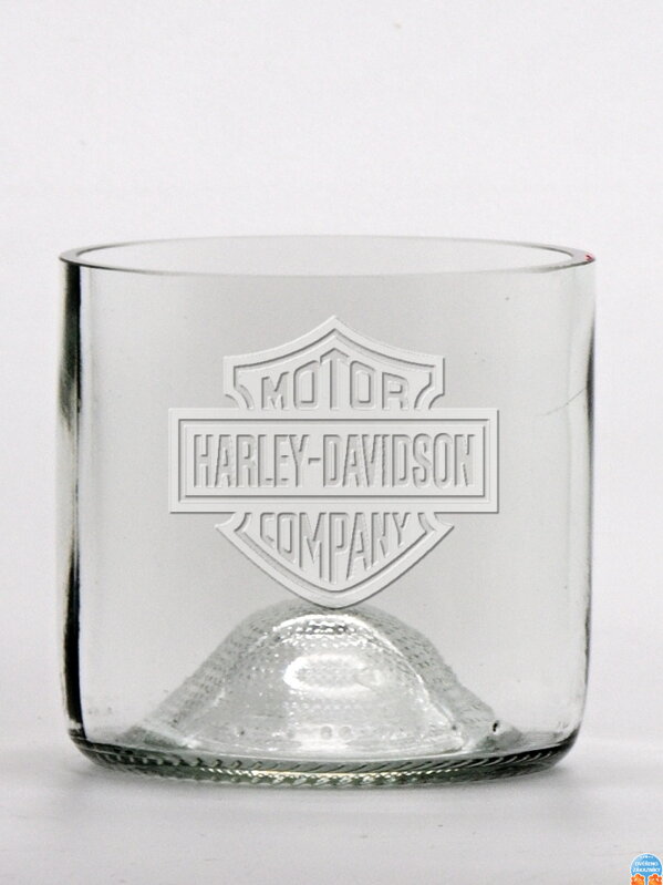 2 Stück Öko-Gläser (aus einer Weinflasche) Mini klar (7 cm, 7,5 cm) Harley Davidson