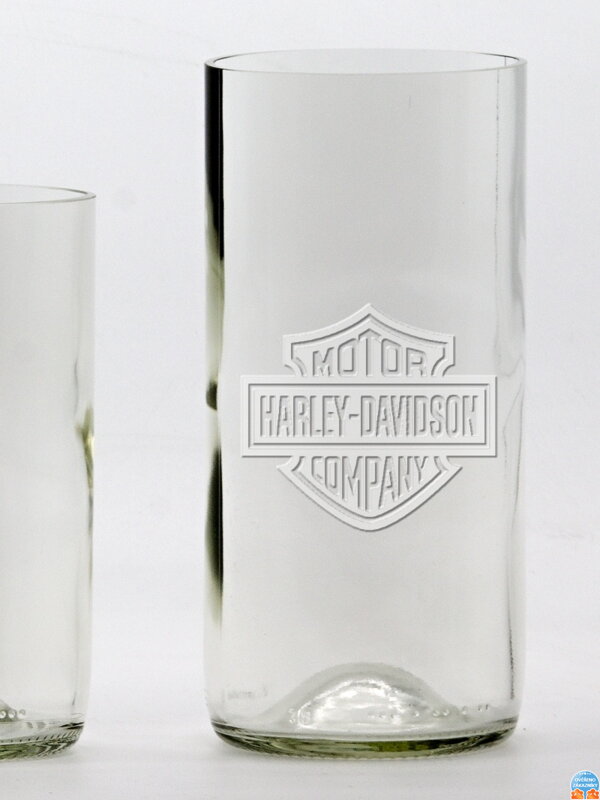 2ks Eko poháre (z fľaše od vína) veľká číra (16 cm, 7,5 cm) Harley Davidson