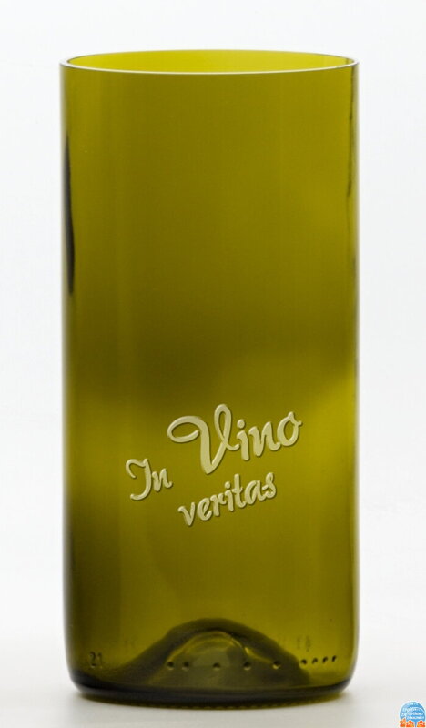 2 St. Öko-Gläser (aus einer Weinflasche) große Olive (16 cm, 7,5 cm) In vino veritas