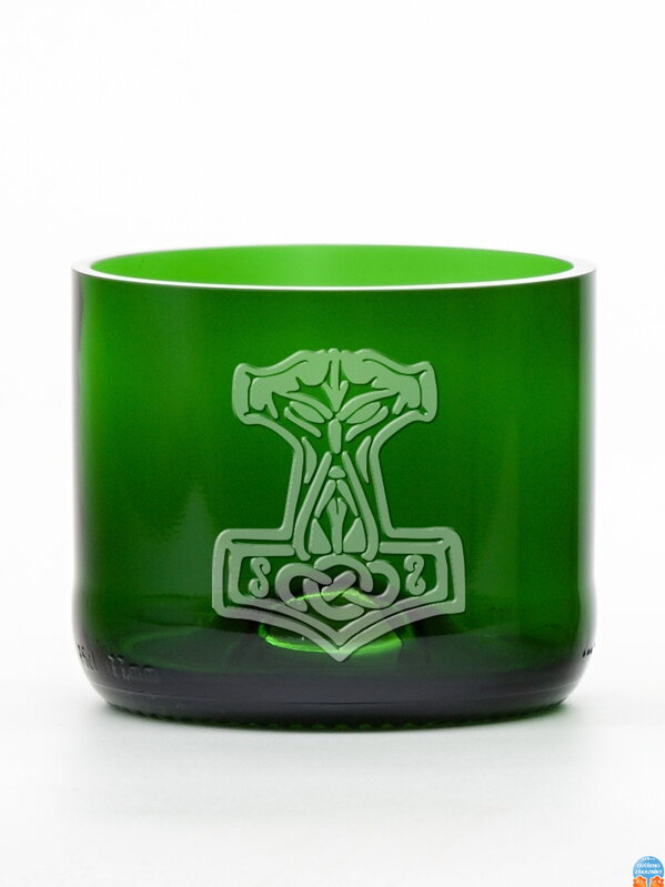2ks Eko sklenice (z lahve od šampusu) malá zelená (7 cm, 7,5 cm) Thorovo kladivo