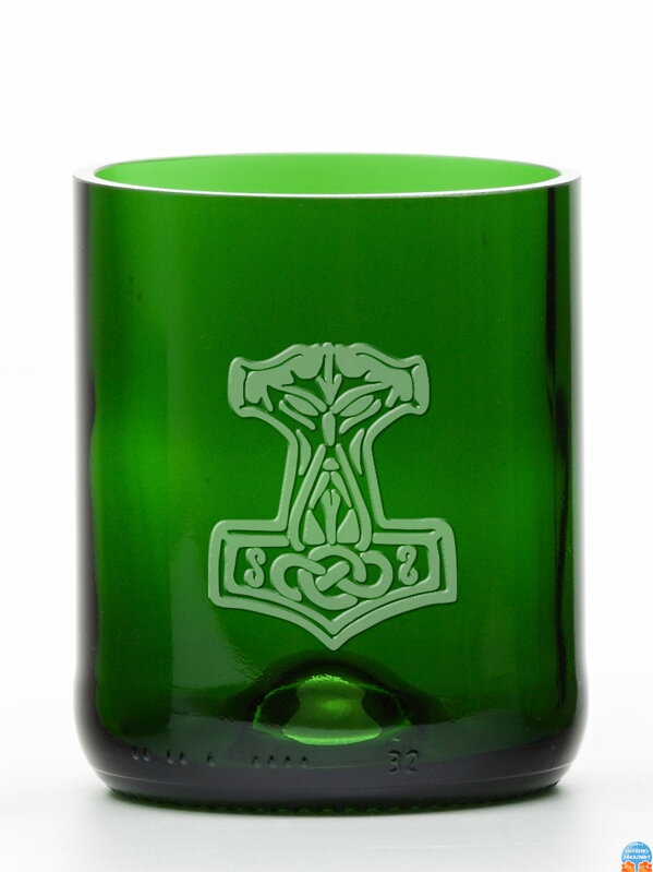 2ks Eko sklenice (z lahve od šampusu) střední zelená (7 cm, 6,5 cm) Thorovo kladivo
