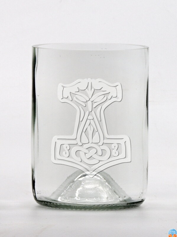 2 Stk. Öko-Gläser (aus einer Weinflasche) klein klar (10 cm, 7,5 cm) Thorshammer