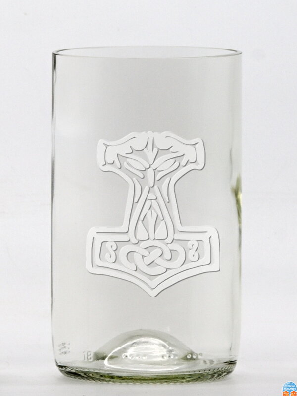 2ks Eko sklenice (z lahve od vína) střední čirá (13 cm, š 7,5 cm) Thorovo kladivo