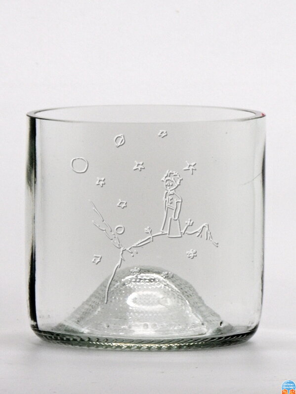2ks Eko sklenice (z lahve od vína) mini čirá (7 cm, 7,5 cm) Malý princ na planetce