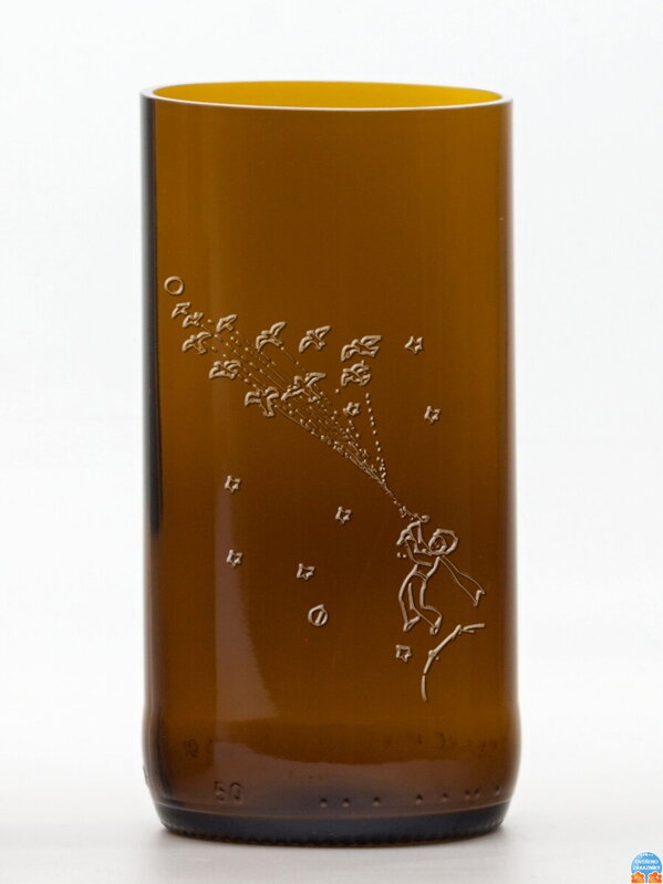 2ks Eko pohára (z fľaše šampusu) veľká hnedá (13 cm, 6,5 cm) Malý princ a líška