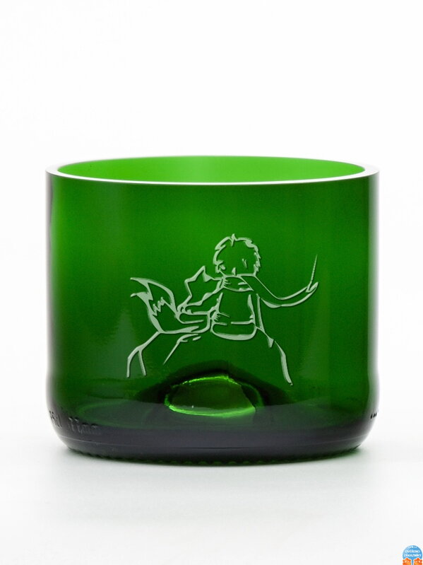 2ks Eko sklenice (z lahve od šampusu) mini zelená (7 cm, 7,5 cm) Malý princ a liška