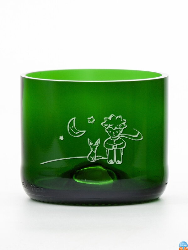 2ks Eko sklenice (z lahve od šampusu) malá zelená (7 cm, 7,5 cm) Malý princ měsíční