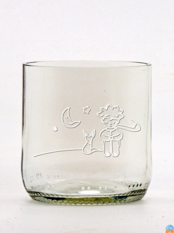 2ks Eko poháre (z fľaše od piva) malá číra (7 cm, 6,5 cm) Malý princ mesačný