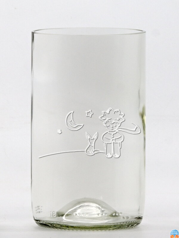 2ks Eko sklenice (z lahve od vína) střední čirá (13 cm, š 7,5 cm) Malý princ měsíční