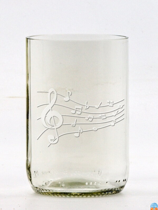 2ks Eko poháre (z fľaše od piva) stredná číra (10 cm, 6,5 cm) Noty