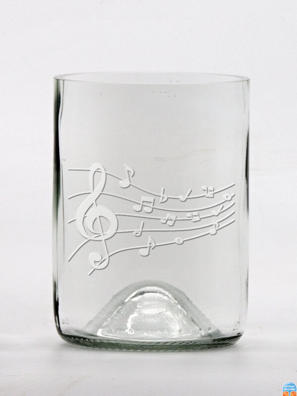 2 St. Öko-Gläser (aus einer Weinflasche) klein klar (10 cm, 7,5 cm) Notizen