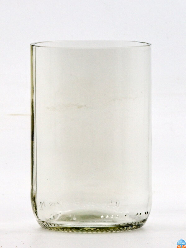 2ks Eko sklenice (z lahve od piva) střední čirá (10 cm, 6,5 cm)
