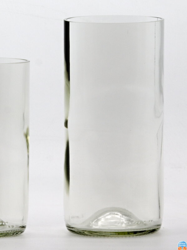 2 Stück Öko-Upcycling-Glas (aus einer Weinflasche) Mini klar (16 cm, 7,5 cm)