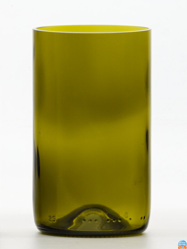 2ks Eko sklenice (z lahve od vína) střední olivová (13 cm, 7,5 cm)