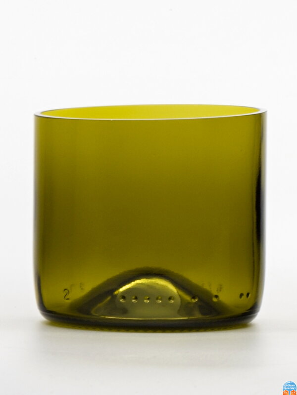 2ks Eko poháre (z fľaše od vína) mini olivová (7 cm, 7,5 cm)